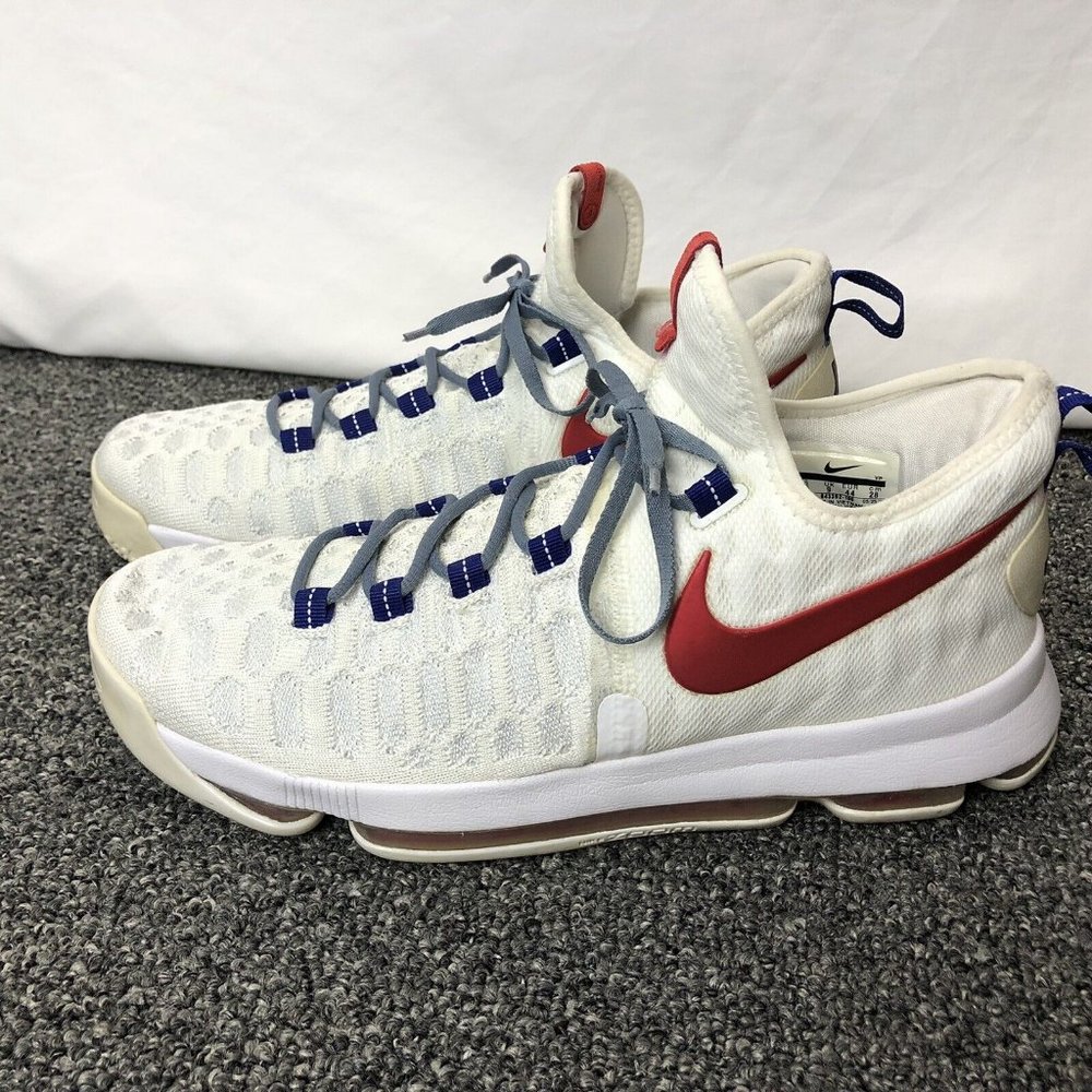 Nike Zoom KD 9 Kevin Durant Mens 10 Red White Blue 843392-160 POPPED AIR BUBBLE
